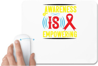 UDNAG White Mousepad 'Awareness | Awareness is empowering-02' for Computer / PC / Laptop [230 x 200 x 5mm] Non Slip Base Mousepad(White)