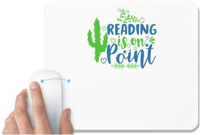 UDNAG White Mousepad 'Reading | reading is on point' for Computer / PC / Laptop [230 x 200 x 5mm] Non Slip Base Mousepad(White)