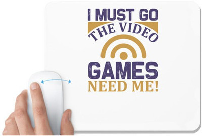 UDNAG White Mousepad 'Gaming | I must' for Computer / PC / Laptop [230 x 200 x 5mm] Non Slip Base Mousepad(White)