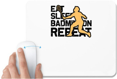 UDNAG White Mousepad 'Badminton | Eat copy 2' for Computer / PC / Laptop [230 x 200 x 5mm] Non Slip Base Mousepad(White)