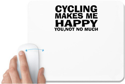 UDNAG White Mousepad 'Cycling | cycling makes me' for Computer / PC / Laptop [230 x 200 x 5mm] Non Slip Base Mousepad(White)
