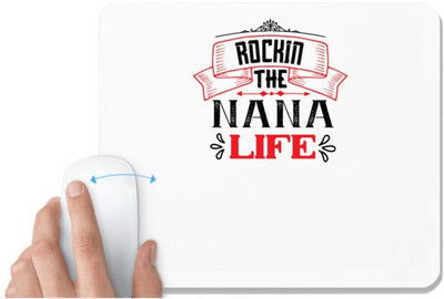 UDNAG White Mousepad 'Grand Father | 02 Rockin the nana life' for Computer / PC / Laptop [230 x 200 x 5mm] Non Slip Base Mousepad(White)