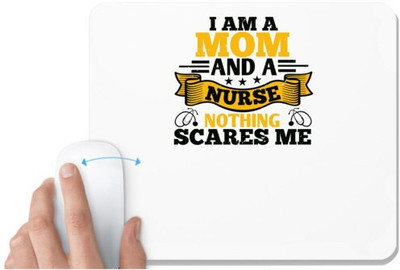 UDNAG White Mousepad 'Nurse | i am amom and a nurse' for Computer / PC / Laptop [230 x 200 x 5mm] Non Slip Base Mousepad(White)