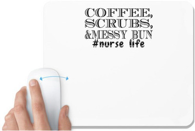 UDNAG White Mousepad 'Coffee | coffee scrubs &messy bun' for Computer / PC / Laptop [230 x 200 x 5mm] Non Slip Base Mousepad(White)