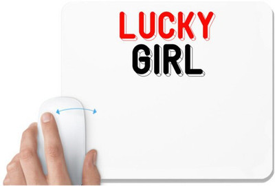 UDNAG White Mousepad 'Girl | lucky girl' for Computer / PC / Laptop [230 x 200 x 5mm] Non Slip Base Mousepad(White)
