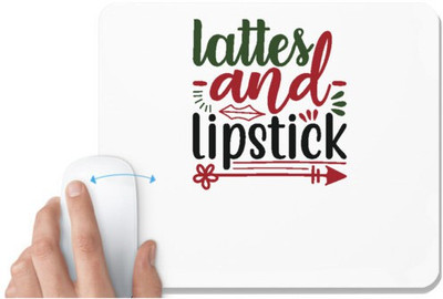 UDNAG White Mousepad 'Christmas | lattes and lipstick' for Computer / PC / Laptop [230 x 200 x 5mm] Non Slip Base Mousepad(White)