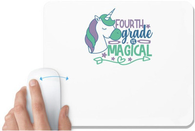 UDNAG White Mousepad 'Teacher Student | 4th grade is magical' for Computer / PC / Laptop [230 x 200 x 5mm] Non Slip Base Mousepad(White)