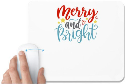 UDNAG White Mousepad 'Christmas | merry and brighttt' for Computer / PC / Laptop [230 x 200 x 5mm] Mousepad(White)
