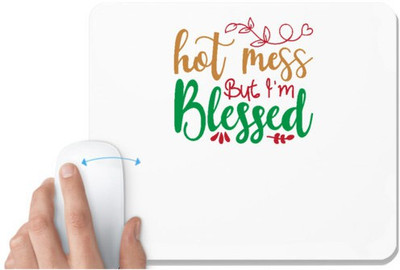 UDNAG White Mousepad 'Christmas | hot mess but i'm blessed' for Computer / PC / Laptop [230 x 200 x 5mm] Mousepad(White)