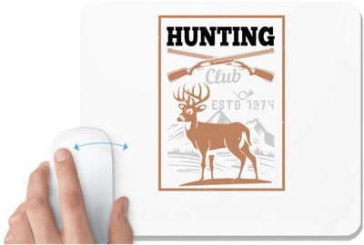 UDNAG White Mousepad 'Hunting | hunting club estd 1974' for Computer / PC / Laptop [230 x 200 x 5mm] Non Slip Base Mousepad(White)