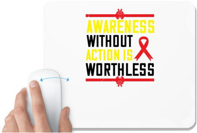 UDNAG White Mousepad 'Awareness | Awareness without action is worthless' for Computer / PC / Laptop [230 x 200 x 5mm] Mousepad(White)