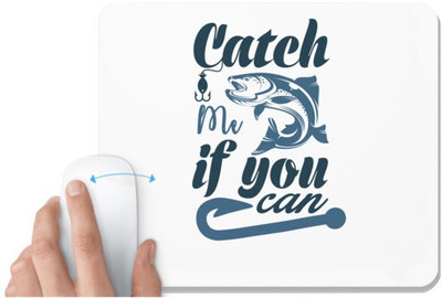 UDNAG White Mousepad 'Fishing | Catch me' for Computer / PC / Laptop [230 x 200 x 5mm] Non Slip Base Mousepad(White)