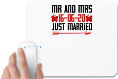 UDNAG White Mousepad 'Couple | Mr.and Mrs.just married 2' for Computer / PC / Laptop [230 x 200 x 5mm] Mousepad(White)