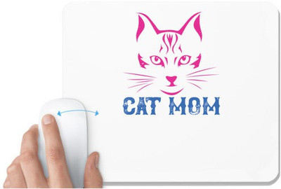 UDNAG White Mousepad 'Mother | cat mom' for Computer / PC / Laptop [230 x 200 x 5mm] Non Slip Base Mousepad(White)