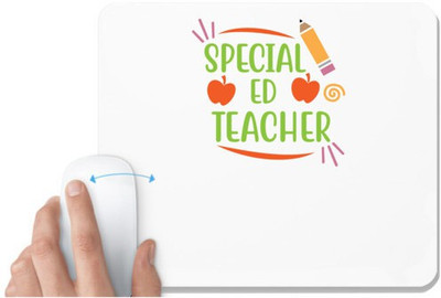 UDNAG White Mousepad 'Teacher Student | Special ed teacher' for Computer / PC / Laptop [230 x 200 x 5mm] Non Slip Base Mousepad(White)