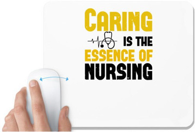 UDNAG White Mousepad 'Nurse | caring is the essence of' for Computer / PC / Laptop [230 x 200 x 5mm] Non Slip Base Mousepad(White)