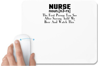 UDNAG White Mousepad 'Nurse | nurse noun [n3-rs]' for Computer / PC / Laptop [230 x 200 x 5mm] Non Slip Base Mousepad(White)