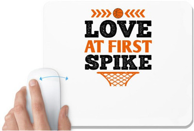 UDNAG White Mousepad 'Love | Love at first spike' for Computer / PC / Laptop [230 x 200 x 5mm] Non Slip Base Mousepad(White)