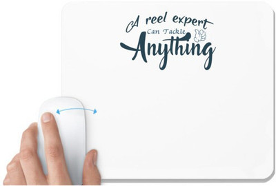 UDNAG White Mousepad 'Fishing | A real expert' for Computer / PC / Laptop [230 x 200 x 5mm] Non Slip Base Mousepad(White)