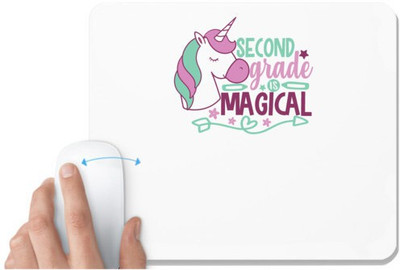 UDNAG White Mousepad 'Teacher Student | 2nd grade is magical' for Computer / PC / Laptop [230 x 200 x 5mm] Non Slip Base Mousepad(White)