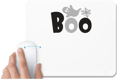 UDNAG White Mousepad 'Halloween | boo' for Computer / PC / Laptop [230 x 200 x 5mm] Non Slip Base Mousepad(White)