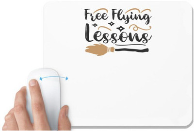 UDNAG White Mousepad 'Witch | FREE FLYING LESSONS' for Computer / PC / Laptop [230 x 200 x 5mm] Mousepad(White)