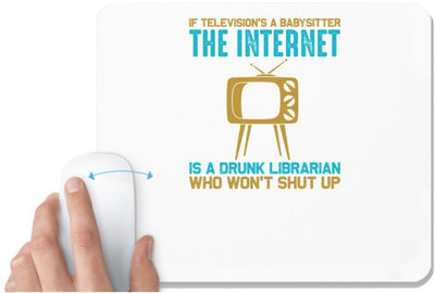 UDNAG White Mousepad 'TV | If' for Computer / PC / Laptop [230 x 200 x 5mm] Non Slip Base Mousepad(White)