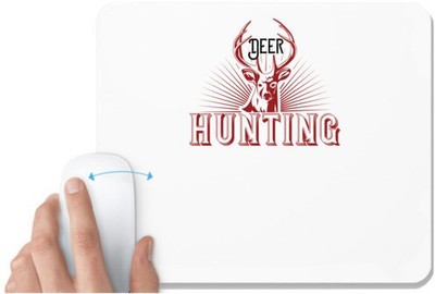 UDNAG White Mousepad 'Hunting | Deer hunting' for Computer / PC / Laptop [230 x 200 x 5mm] Non Slip Base Mousepad(White)