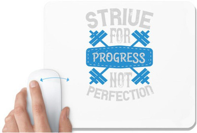 UDNAG White Mousepad 'Gym | Strive for progress, not perfection' for Computer / PC / Laptop [230 x 200 x 5mm] Non Slip Base Mousepad(White)