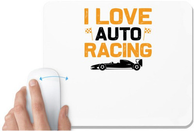 UDNAG White Mousepad 'Racing | I love copy' for Computer / PC / Laptop [230 x 200 x 5mm] Non Slip Base Mousepad(White)