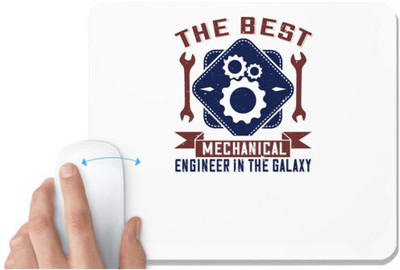 UDNAG White Mousepad 'Mechanical Engineer | the best mechanical engineer in the glaxy' for Computer / PC / Laptop [230 x 200 x 5mm] Non Slip Base Mousepad(White)