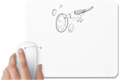 UDNAG White Mousepad 'Bird | Illustration art' for Computer / PC / Laptop [230 x 200 x 5mm] Non Slip Base Mousepad(White)