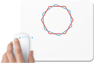 UDNAG White Mousepad 'Red blue hexagonal ring | Drawing' for Computer / PC / Laptop [230 x 200 x 5mm] Mousepad(White)