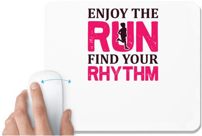 UDNAG White Mousepad 'Running | Enjoy the' for Computer / PC / Laptop [230 x 200 x 5mm] Non Slip Base Mousepad(White)