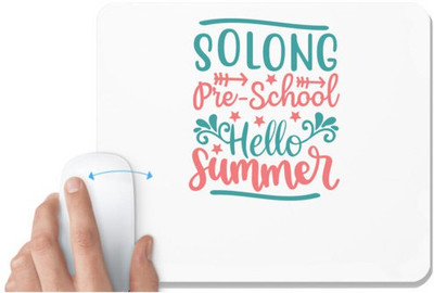 UDNAG White Mousepad 'Teacher Student | Solong pre-school hello summer' for Computer / PC / Laptop [230 x 200 x 5mm] Non Slip Base Mousepad(White)