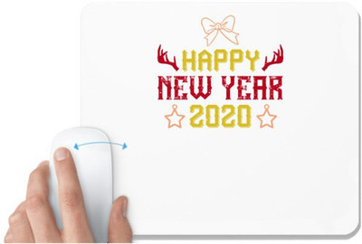UDNAG White Mousepad 'Happy new year | happy new year 2020 2' for Computer / PC / Laptop [230 x 200 x 5mm] Non Slip Base Mousepad(White)