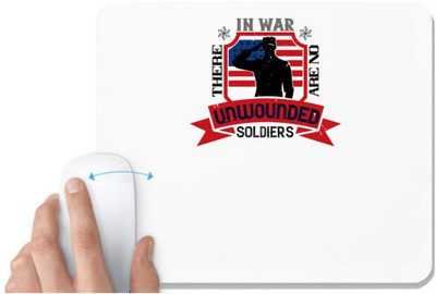 UDNAG White Mousepad 'Soldier | 01 .In war, there are no unwounded (1)' for Computer / PC / Laptop [230 x 200 x 5mm] Non Slip Base Mousepad(White)
