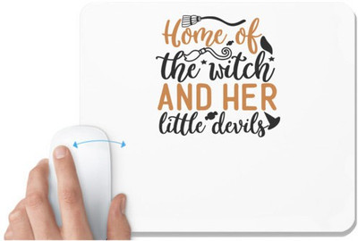 UDNAG White Mousepad 'Halloween | Home of the witch and her little devils' for Computer / PC / Laptop [230 x 200 x 5mm] Non Slip Base Mousepad(White)