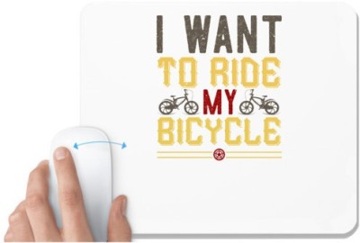 UDNAG White Mousepad 'Rider | i want to ride my cycle' for Computer / PC / Laptop [230 x 200 x 5mm] Mousepad(White)