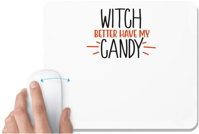 UDNAG White Mousepad 'Halloween | witch' for Computer / PC / Laptop [230 x 200 x 5mm] Non Slip Base Mousepad(White)