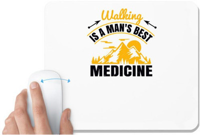 UDNAG White Mousepad 'Adventure | Walking is a man's best medicine 01' for Computer / PC / Laptop [230 x 200 x 5mm] Non Slip Base Mousepad(White)