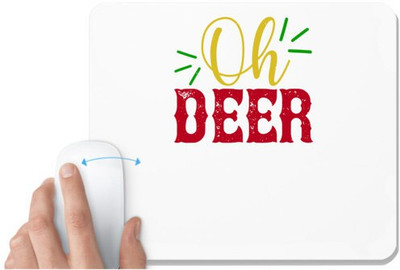 UDNAG White Mousepad 'Christmas | oh deer' for Computer / PC / Laptop [230 x 200 x 5mm] Non Slip Base Mousepad(White)