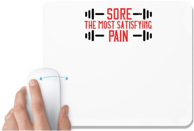 UDNAG White Mousepad 'Gym | Sore. The most satisfying pain' for Computer / PC / Laptop [230 x 200 x 5mm] Non Slip Base Mousepad(White)