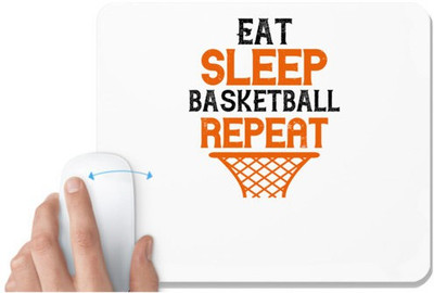 UDNAG White Mousepad 'Basketall | Eat more, sleep, basketball, repeat' for Computer / PC / Laptop [230 x 200 x 5mm] Non Slip Base Mousepad(White)