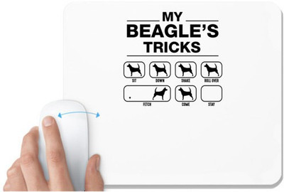 UDNAG White Mousepad 'Dogs | My beagles tricks' for Computer / PC / Laptop [230 x 200 x 5mm] Non Slip Base Mousepad(White)