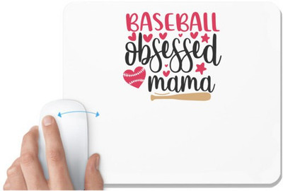 UDNAG White Mousepad 'Baseball | baseball obsessed mama' for Computer / PC / Laptop [230 x 200 x 5mm] Non Slip Base Mousepad(White)