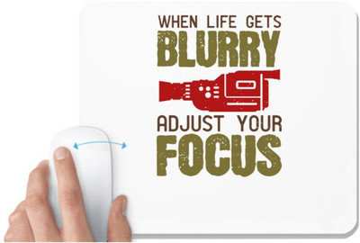 UDNAG White Mousepad 'Cameraman | WHEN LIFE GETS BLURRY' for Computer / PC / Laptop [230 x 200 x 5mm] Non Slip Base Mousepad(White)