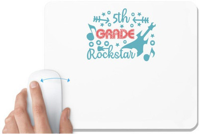 UDNAG White Mousepad 'Teacher Student | 5th grade rockstar' for Computer / PC / Laptop [230 x 200 x 5mm] Non Slip Base Mousepad(White)