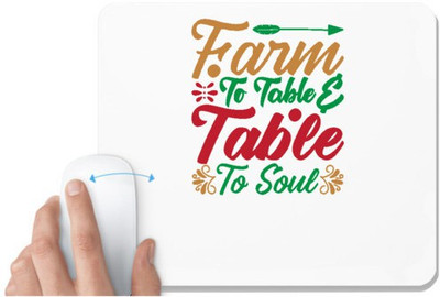 UDNAG White Mousepad 'Christmas | farm to table table to soul' for Computer / PC / Laptop [230 x 200 x 5mm] Non Slip Base Mousepad(White)