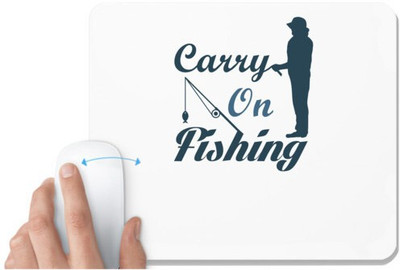 UDNAG White Mousepad 'Fishing | Carry on fishing' for Computer / PC / Laptop [230 x 200 x 5mm] Non Slip Base Mousepad(White)